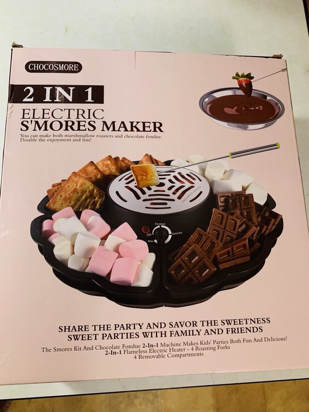 ChocoS’more 2-in-1 Electric S’mores Chocolate Fondue Maker Dessert Party Machine